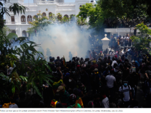 Protesters in Sri Lanka brave tear gas and storm prime minister's office